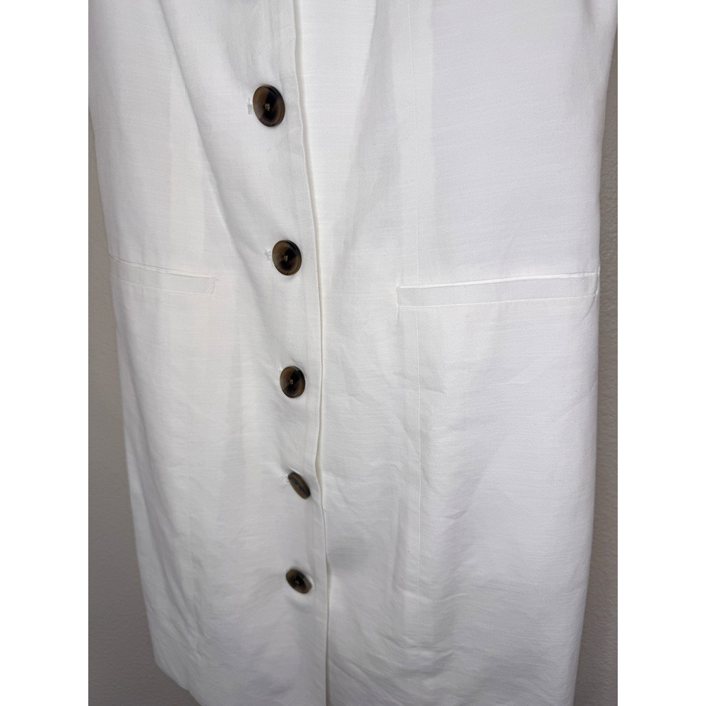A New Day Womens XS White Linen Blend Dress Button Front Sleeveless - Picture 2 of 9